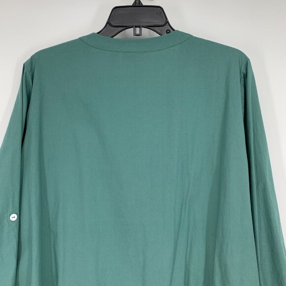 LOGO Lori Goldstein Top Button Front Tunic Roll Tab Waist Seam - Picture 11 of 12